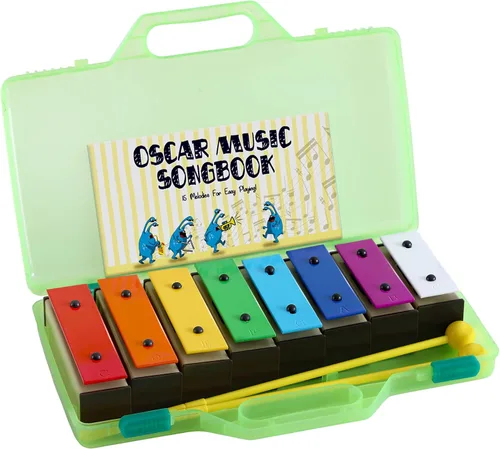 Miniatura 9 de MINIARTIS Glockenspiel Xilófono Xilófono de 25 notas con teclas metálicas coloridas para niños Instrumento musical de percusión Juguete Azul