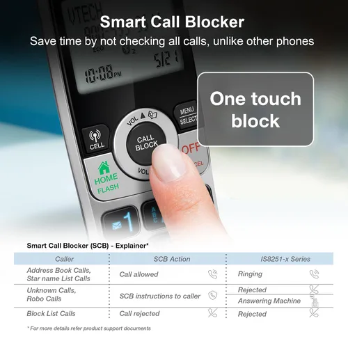 Miniatura 4 de VTech IS8251-3 - Teléfono inalámbrico de 3 manos de grado empresarial para oficina en casa, pantalla a color de 5", teclas de acceso directo