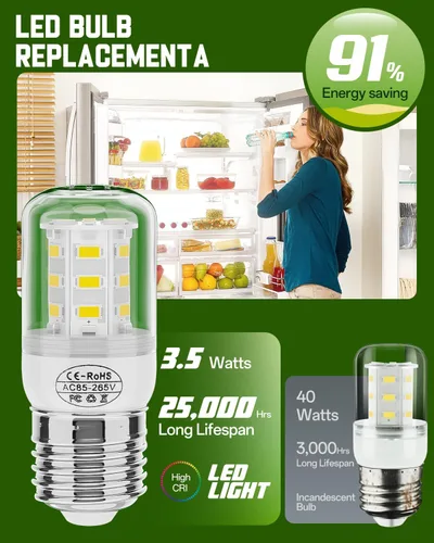 Miniatura 2 de Bombilla KEI D34L mejorada para refrigerador 5304511738, bombillas LED para refrigeradores para Frigidaire Kenmore, repuesto de bombilla
