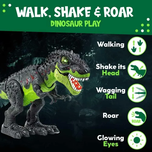 Miniatura 2 de Toysery Tyrannosaurus T-Rex - Juguete de dinosaurio caminante para niños. Luces LED y sonidos realistas, para niños de 3 a 12 años de edad