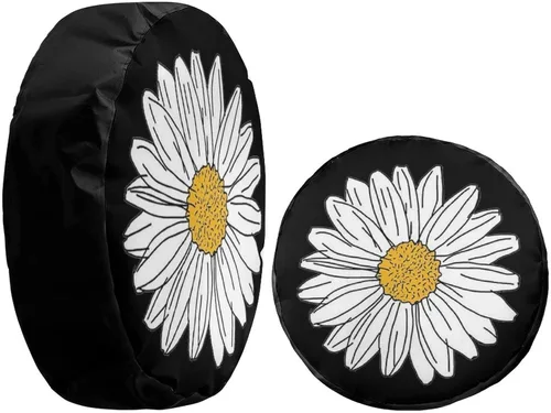 Miniatura 4 de Pretty White Flower Sun Daisy - Cubierta de neumático de repuesto para Jeep, remolque, RV, SUV y muchos vehículos de 13 pulgadas