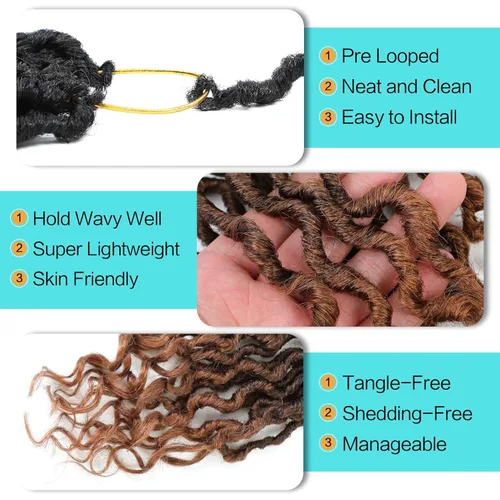 Miniatura 5 de Karida Goddess Locs - Cabello de ganchillo de 12 pulgadas, 8 paquetes de cabello Faux Locs de ganchillo para mujeres negras, Faux Locs de ganchillo