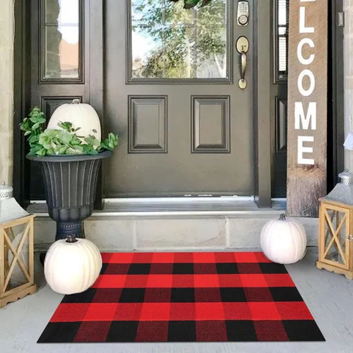 Miniatura 53 de IOHOUZE Alfombra Rayada Gris y Blanca - 27.5" X 43" Tapetes para Puerta Delantera al Aire Libre, Alfombra Lavable para Decoración de Porche
