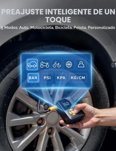 Miniatura 7 de AstroAI L7 Mini Inflador de Neumáticos Compresor de Aire Portátil, 150 PSI Bomba de Aire Inalámbrica para Neumáticos de Coche con Luces LED