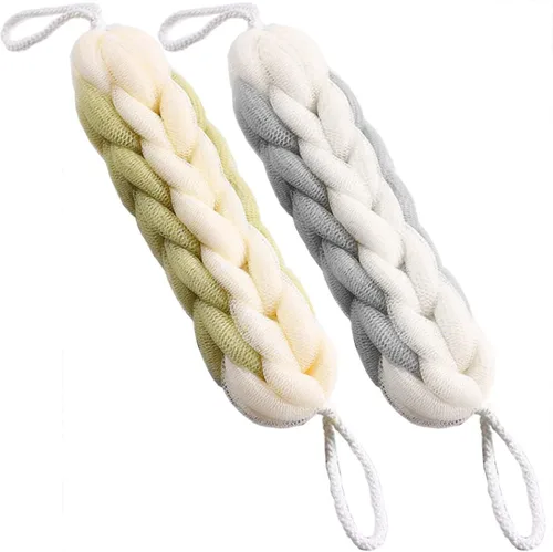 Miniatura 9 de AARAINBOW Paquete de 2 esponjas de espalda elásticas largas mejoradas con asas de cuerda, esponja de malla para baño, ducha, esponja exfoliante