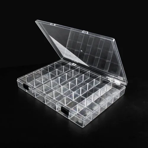 Caja organizadora de plástico transparente de 36 rejillas, contenedor de almacenamiento de manualidades para organizador de cuentas, arte de