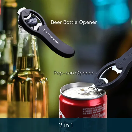 Miniatura 2 de KITCHENDAO Abrebotellas de cerveza magnético 2 en 1 para refrigerador y RV con receptor de tapa. Abrelatas de soda, se adhiere al refrigerador