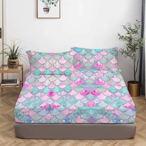 Miniatura 15 de MUSOLEI Juego de sábanas bajeras de teñido anudado para niñas, color rosa y azul, juego de ropa de cama bohemio de 2 piezas, sábana bajera de Tie Dye