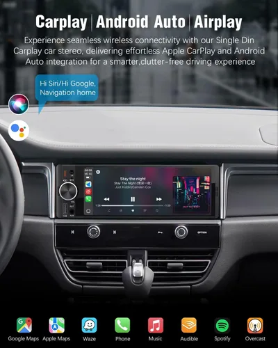 Miniatura 3 de 【SOOEMAKA】 Radio de pantalla táctil DIN individual con Apple Carplay inalámbrico y Android Auto, radio de pantalla táctil Incell de 6.36" con carga