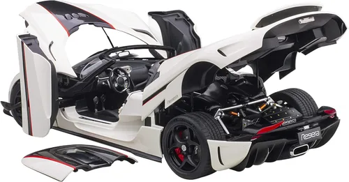Miniatura 2 de Koenigsegg Regera 79027 - Coche modelo 1/18 blanco con carbón negro y rayas rojas