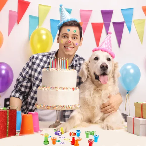 Miniatura 5 de Chinco Sello con estampado de patas de perro, autoentintado, para profesor, mini sello colorido, recuerdos de fiesta, juego surtido para actividades