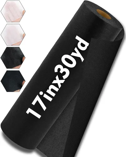 Miniatura 9 de FIVEIZERO Interfaz fusible para costura, 17 pulgadas x 30 yardas, tela de interfaz no tejida de peso medio, poliéster negro de una cara para coser