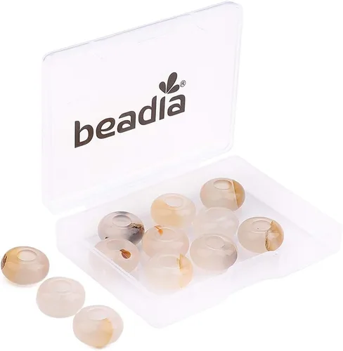 Miniatura 18 de BEADIA Cuentas de jade amarillo natural rondelle con orificio grande (5.5mm) cuentas sueltas semipreciosas para hacer joyas 0.55x0.295 pulgadas 12