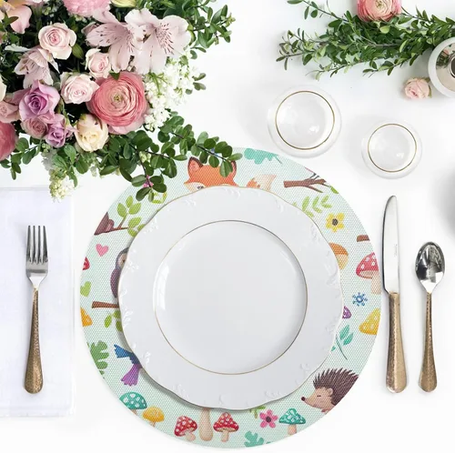 Miniatura 5 de Cute Animals Table Placemat, Washable Place Mat Heat Resistant for Kitchen one sizex4