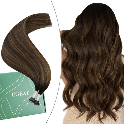 Miniatura 28 de Ugeat - Extensiones de cabello humano con microanillo, 14 pulgadas, extensiones de cabello Remy con microcuentas de 1 gm/hebra, 50 gms, extensiones