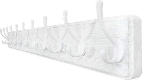 Miniatura 16 de WEBI Perchero de Abrigo Montado en Pared, Ganchos de Abrigo Montados en Pared, 16" de Agujero a Agujero, Colgador de Abrigo de Pared, Riel de Madera