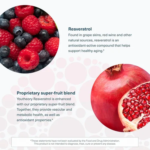 Miniatura 5 de Youtheory Resveratrol Fórmula antioxidante avanzada - Suplemento antioxidante premium con mezcla de superfrutas - Contiene ResVida - Sin lácteos