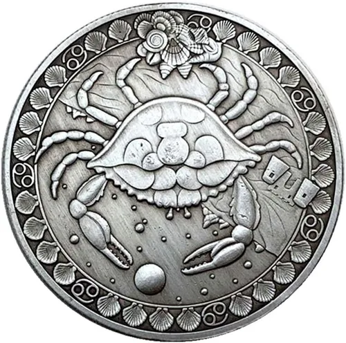 Miniatura 14 de Aomcisi Moneda creativa de doce constelaciones del zodiaco, monedas conmemorativas de plata antigua, decoración del hogar, manualidades, colección