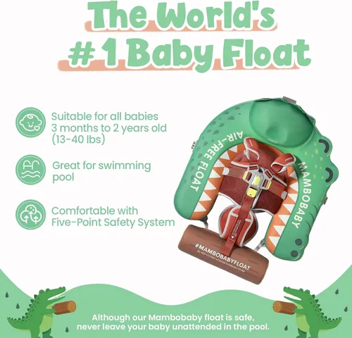 Miniatura 2 de Mambobaby Float Deluxe - Flotador de piscina para bebés: entrenador de natación seguro y cómodo para bebés y niños pequeños, diseño no inflable