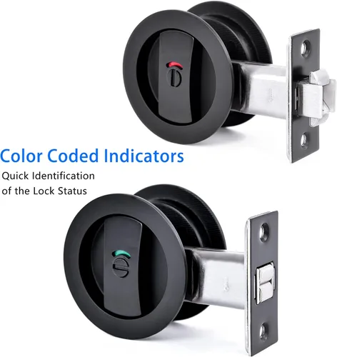 Miniatura 4 de Dontay Cerradura de indicadores codificados por color para puerta de bolsillo, cerradura de manijas de privacidad (cama/baño), fondo de 2-3/8 Níquel