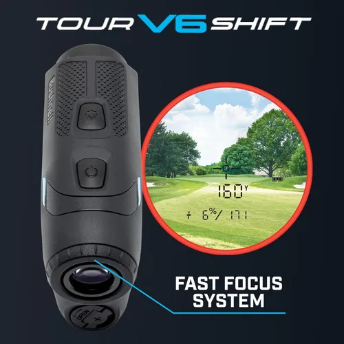 Miniatura 8 de Bushnell Golf Tour V6 Shift Laser Rangefinder with Slope Compensation, 1300-Yard Range, Flag Lock Vibration, Magnetic Cart Mount, 6X Magnification
