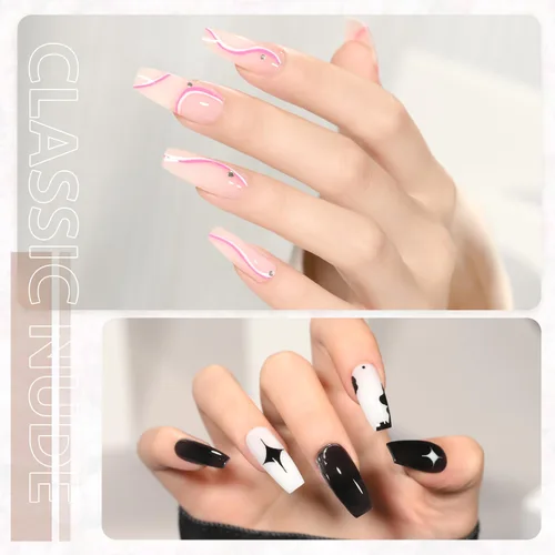 Miniatura 4 de GAOY - Juego de gel polivinílico de 6 colores clásicos rosa desnudo negro, kit de mejora de uñas de gel para arte de uñas DIY