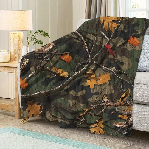 Miniatura 5 de Manta clásica de camuflaje forestal para sofá, manta de forro polar de felpa súper suave y cómoda, manta decorativa de franela de vellón para todas