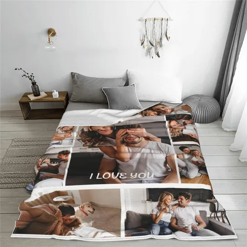 Miniatura 6 de Manta personalizada con collage de fotos, texto, mantas con imágenes personalizadas, regalos para cumpleaños, bodas, para madres, papás, manta