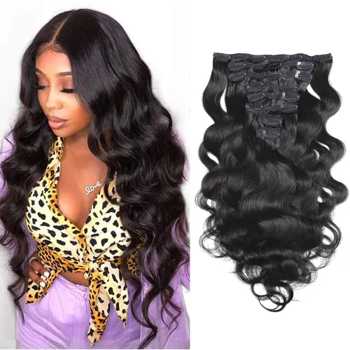 Miniatura 14 de Extensiones de cabello ondulado con clip, rizado natural, 100% cabello humano brasileño sin procesar, para mujeres negras (12 pulgadas)