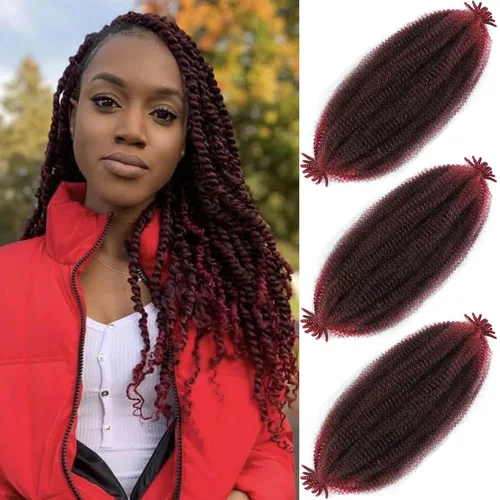 Miniatura 33 de Cabello afro elástico y trenzado de 30 pulgadas 2 paquetes, cabello preesponjado y trenzado elástico pre-estirado para extensiones de cabello suave