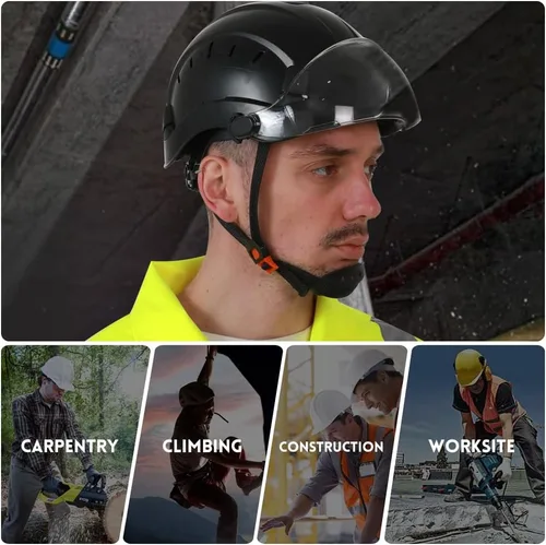 Miniatura 5 de SMASYS Casco de seguridad ABS ajustable con visera de suspensión de 6 puntos perfecto para construcción y escalada