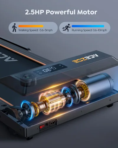 Miniatura 2 de Acezoe Caminadora plegable 2 en 1 para el hogar, debajo del escritorio con 12 modos HIIT, aplicaciones de entrenamiento y pantalla táctil, 2.5 HP