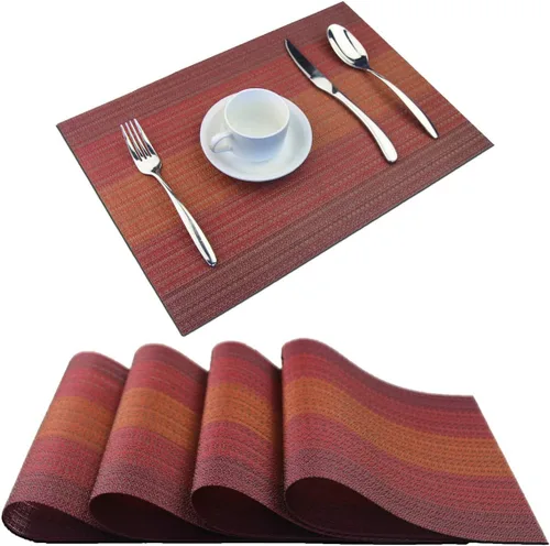 Miniatura 70 de PIGCHCY Camino de mesa de 72 pulgadas, centro de mesa, juego de manteles individuales de vinilo tejido resistente al calor lavables (champán)