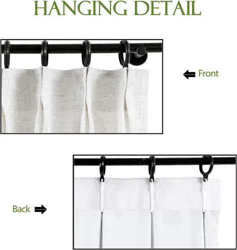 Miniatura 2 de Macochico Cortinas opacas de lino sintético de 52 pulgadas de ancho x 63 pulgadas de largo, panel de cortinas plisadas para dormitorio, aulas