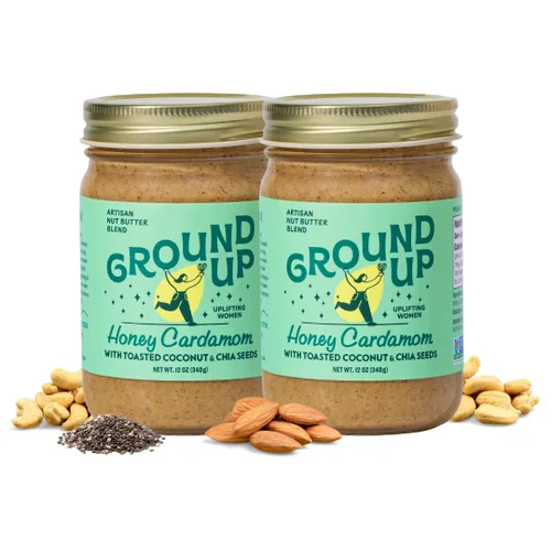Miniatura 13 de Ground Up Mantequilla de almendras y anacardos - cardamomo de miel con semillas de chía - Sin maní, sin lácteos, sin gluten, vegana - 1 tarro de 12