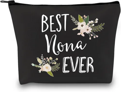 GJTIM Divertido regalo de Nona para la abuela, la mejor bolsa de cosméticos Nona Ever de nietos, Negro -