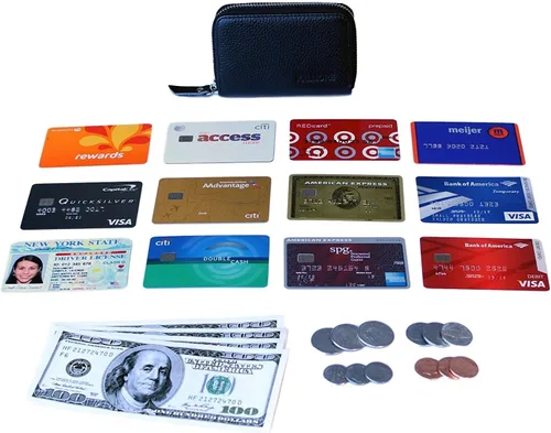 Miniatura 6 de Women's Leather RFID Zipper Card Wallet Small Purse with Id Window