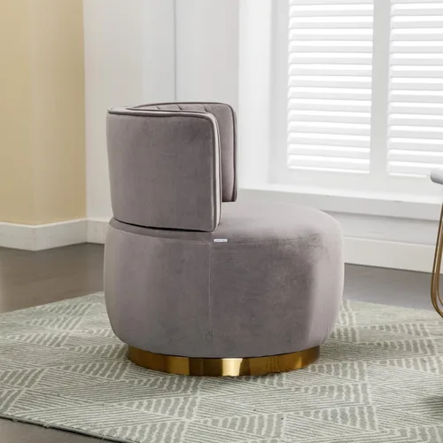 Miniatura 4 de Silla giratoria para sala de estar, moderna silla tapizada de tela de terciopelo con barril redondo, giratoria de 360 grados, pequeña silla de ocio