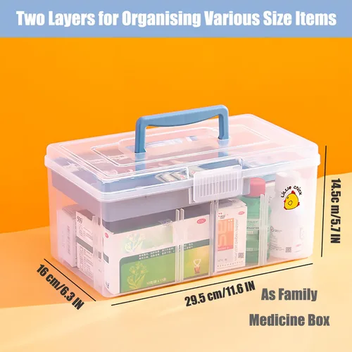 Miniatura 5 de Caja Organizadora de Suministros de Artes y Manualidades de Plástico Transparente Grande con Bandeja Extraíble y Partición y Asa, Caja