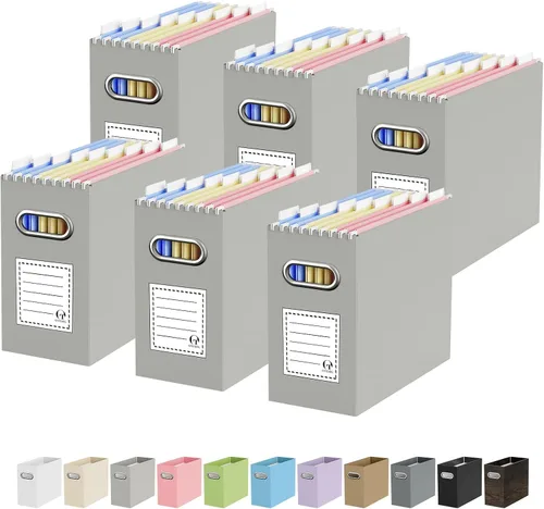 Miniatura 25 de Oterri Caja organizadora de archivos de cartón para colgar carpetas de archivos, tamaño carta, caja de archivos para escritorio de computadora