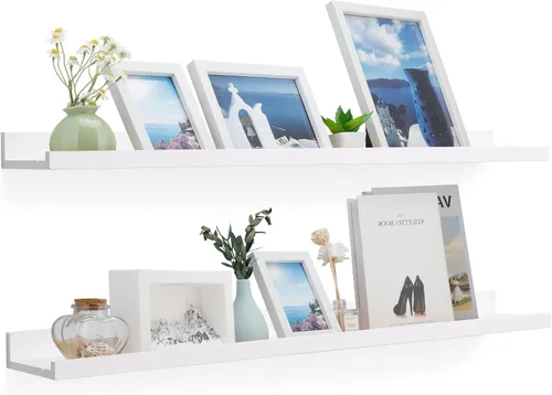 Miniatura 26 de MBYD Estantes flotantes de 36 pulgadas negros, estantes colgantes de madera, estante de repisa para fotos, estantes de repisa para fotos para pared