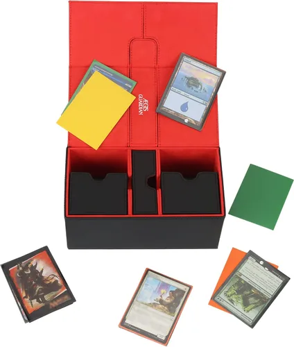 Miniatura 3 de AEGIS GUARDIAN - Caja de cartas para MTG con 3 bandejas, caja de cubierta Commander con capacidad para más de 200 cartas de doble manga, piel 37/37