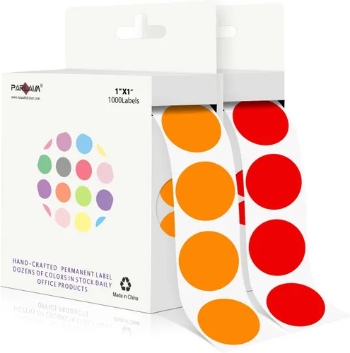 Miniatura 41 de PARLAIM Pegatinas adhesivas permanentes redondas de 1 pulgada con código de color en forma de puntos, 1000 por rollo, caja dispensadora de Azul