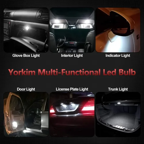 Miniatura 5 de Yorkim Bombilla LED De3175 de 1.102 in, color blanco, súper brillante, 1.102 in, 1.142 in, sin errores, CANBUS 6-SMD 2835 Chipsets para luces
