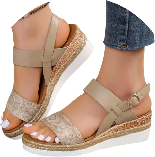 Miniatura 8 de Sandalias ortopédicas para mujer, tacones de cuña para mujer, pantuflas de caminar con soporte de arco, sandalias de cuña de verano elegantes