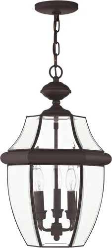Miniatura 2 de Livex Lighting 2355-07 Monterey - Linterna colgante de latón macizo con acabado de bronce para exteriores con cristal biselado transparente