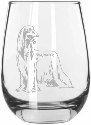 Miniatura 102 de Sakhalin Husky Dog - Copa de vino grabada personalizada de 15.25 onzas sin tallo