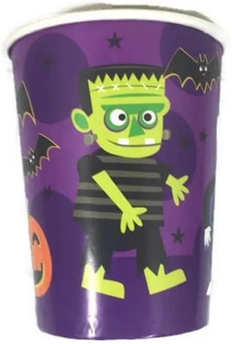 Miniatura 4 de Drácula, Frankenstein y Skeltons, Oh My! Paquete de suministros desechables para fiestas. 3 artículos: platos de papel, servilletas y tazas. Sirve 18
