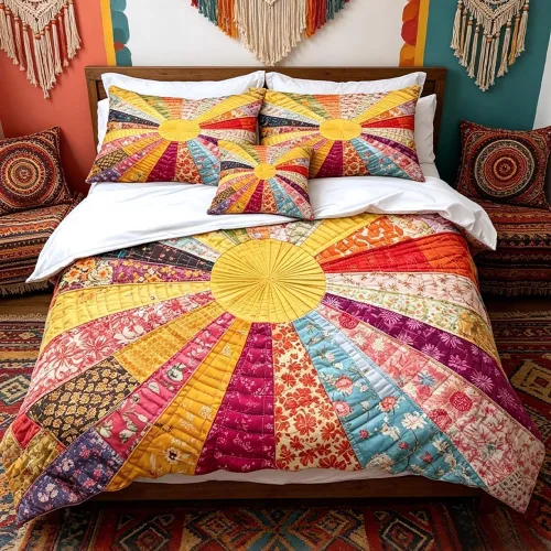 Juego de funda de edredón bohemio de microfibra individual, juego de ropa de cama floral de retazos artesanales, estilo rústico moderno para