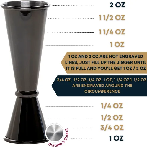Miniatura 4 de BARIANTTE - Jigger de cóctel para bartending, vaso de chupito japonés de 2 onzas, 1 oz, color negro Negro espacial